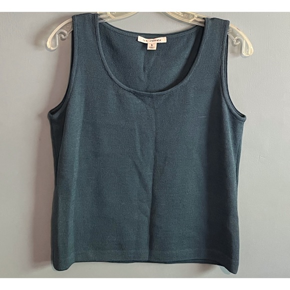 SELLING ST JOHN KNIT TOP FOR WOMEN SIZE SMALL COLOR GREEN OLIVE 🫒 SLEEVELESS - Picture 7 of 8